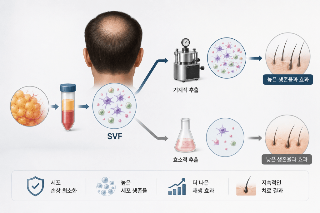 효소 없이 만든 줄기세포로 탈모를 치료한다 — SVF 두피 직접&nbsp;주사